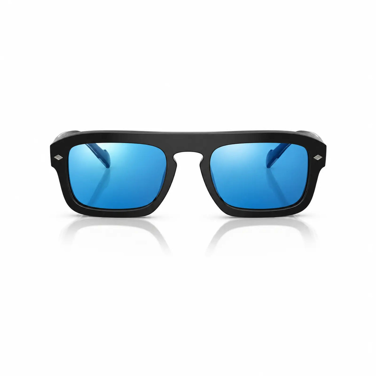 Vogue VO5620S replacement lenses in mirrored blue, front view of the frame fitted with the new lenses · ReFramed