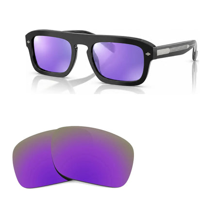 Vogue VO5620S replacement lenses in mirrored purple, angled view of the frame with the pair of lenses below · ReFramed