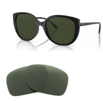 Vogue VO5623S replacement lenses in G15 green, angled view of the frame with the pair of lenses below · ReFramed