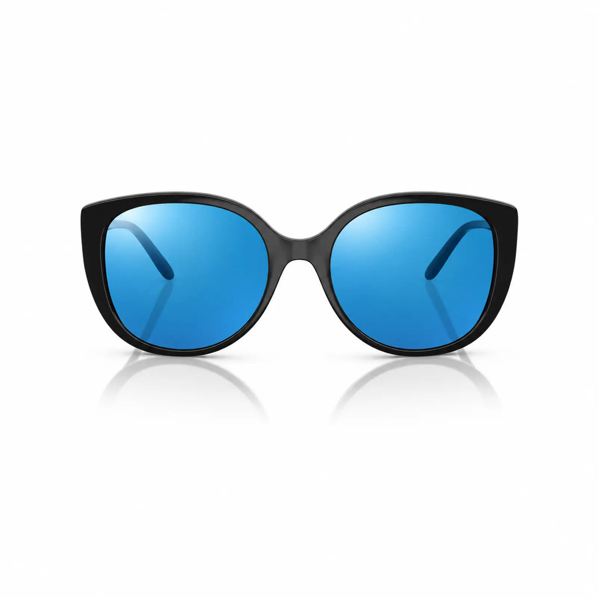 Vogue VO5623S replacement lenses in mirrored blue, front view of the frame fitted with the new lenses · ReFramed