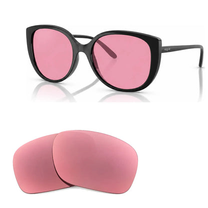 Vogue VO5623S replacement lenses in pink, angled view of the frame with the pair of lenses below · ReFramed