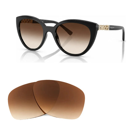 Vogue VO5634SB replacement lenses in gradient brown, angled view of the frame with the pair of lenses below · ReFramed