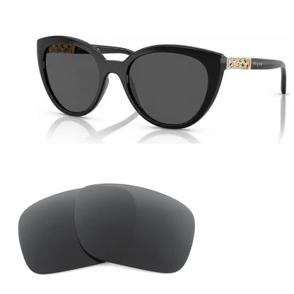 Vogue VO5634SB replacement lenses in gray, angled view of the frame with the pair of lenses below · ReFramed