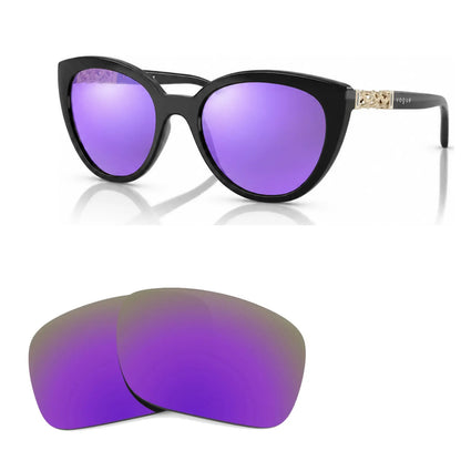 Vogue VO5634SB replacement lenses in mirrored purple, angled view of the frame with the pair of lenses below · ReFramed