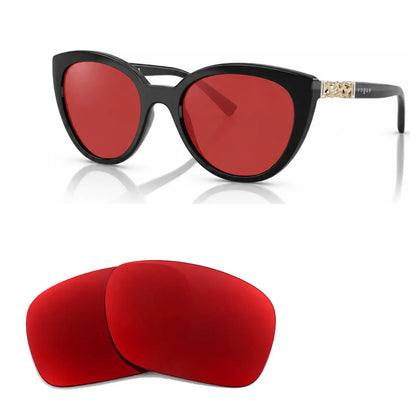 Vogue VO5634SB replacement lenses in red, angled view of the frame with the pair of lenses below · ReFramed
