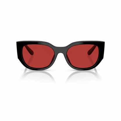 Vogue VO5641SU replacement lenses in red, front view of the frame fitted with the new lenses · ReFramed