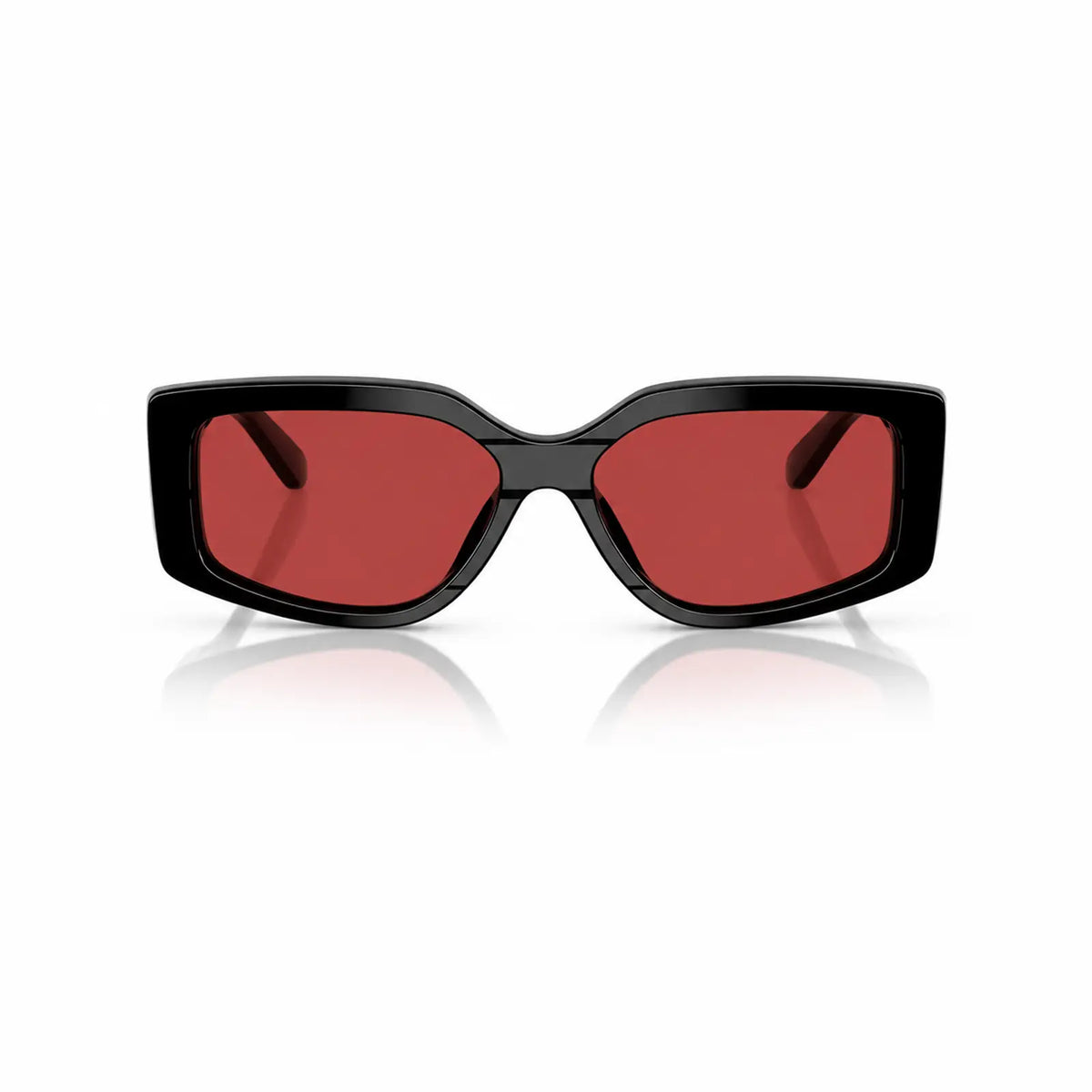 Vogue VO5642SU replacement lenses in red, front view of the frame fitted with the new lenses · ReFramed