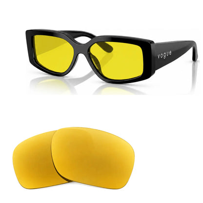 Vogue VO5642SU replacement lenses in yellow, angled view of the frame with the pair of lenses below · ReFramed