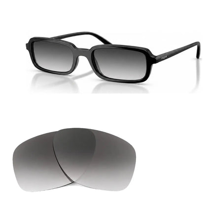 Vogue VO5666S replacement lenses in gradient gray, angled view of the frame with the pair of lenses below · ReFramed