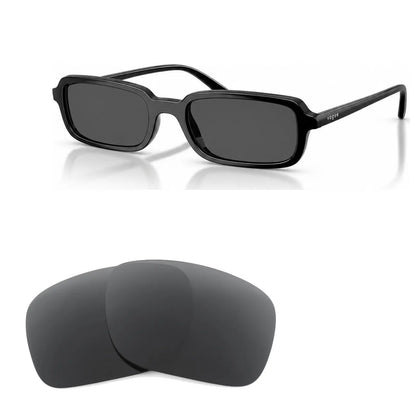 Vogue VO5666S replacement lenses in gray, angled view of the frame with the pair of lenses below · ReFramed