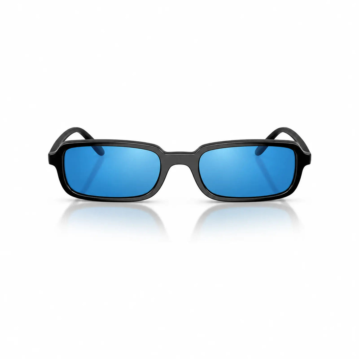 Vogue VO5666S replacement lenses in mirrored blue, front view of the frame fitted with the new lenses · ReFramed