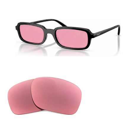 Vogue VO5666S replacement lenses in pink, angled view of the frame with the pair of lenses below · ReFramed