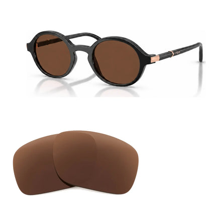 Vogue VO5692S replacement lenses in brown, angled view of the frame with the pair of lenses below · ReFramed