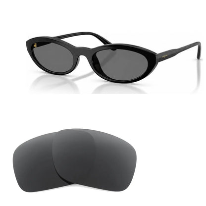 Vogue VO5697SU replacement lenses in gray, angled view of the frame with the pair of lenses below · ReFramed