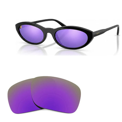 Vogue VO5697SU replacement lenses in mirrored purple, angled view of the frame with the pair of lenses below · ReFramed