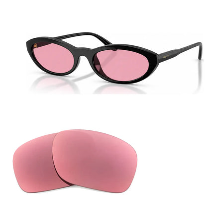 Vogue VO5697SU replacement lenses in pink, angled view of the frame with the pair of lenses below · ReFramed